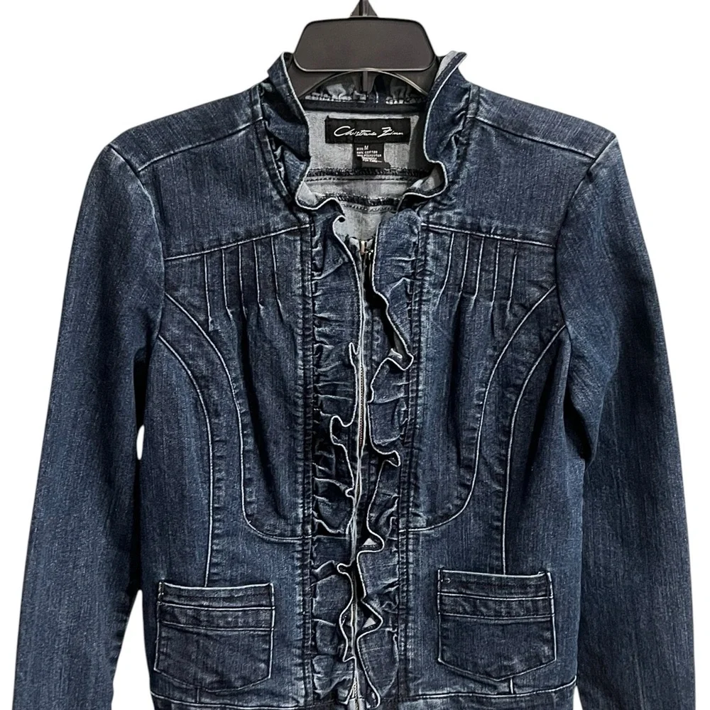 Blue Denim Ruffle Jacket - Picture 12 of 12